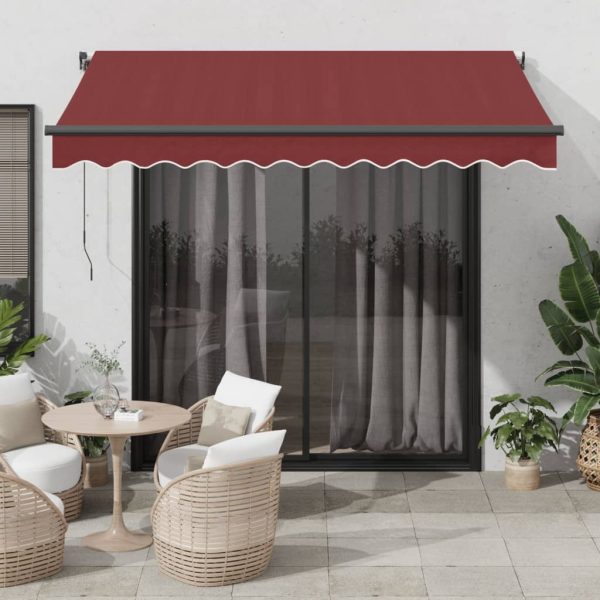 Copertina retractabilă automat cu LED-uri, vișiniu, 350×250 cm