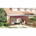 Copertina retractabilă manual cu LED-uri, vișiniu, 400×300 cm