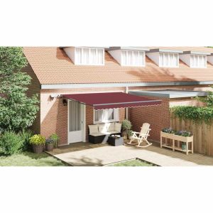 Copertina retractabilă manual cu LED-uri, vișiniu, 400×300 cm
