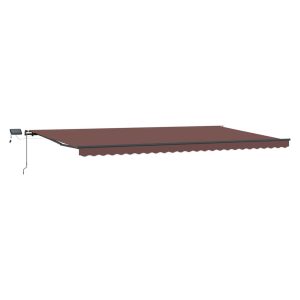 Copertină retractabilă manual cu LED-uri, maro, 600×300 cm