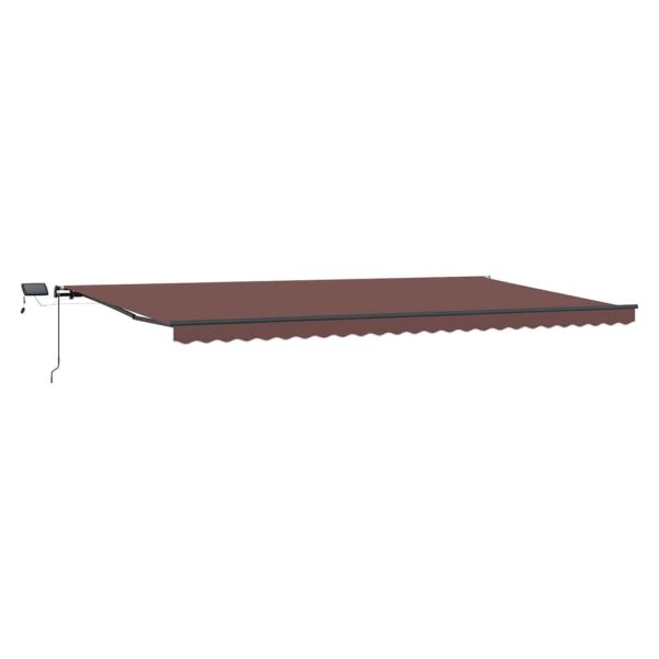 Copertină retractabilă manual cu LED-uri, maro, 600×300 cm