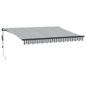 Copertină retractabilă automat LED-uri antracit/alb 350×250 cm