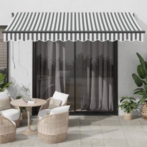 Copertină retractabilă automat LED-uri antracit/alb 350×250 cm