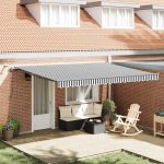Copertină retractabilă automat cu LED, antracit/alb, 450×300 cm