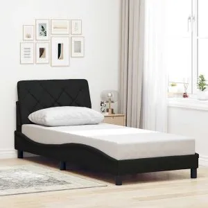 Cadru de pat fără saltea țesătură neagră 80×200 cm