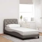 Cadru de pat fără saltea Taupe 90×200 cm țesătură