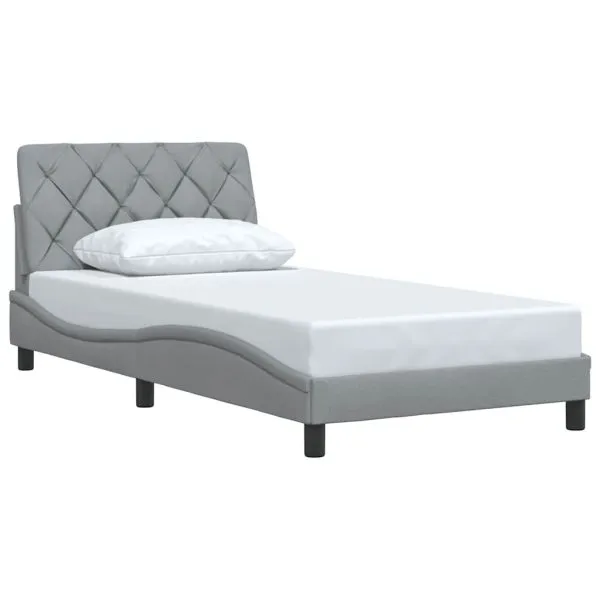 Cadru de pat fără saltea, gri deschis, 100×200 cm, textil
