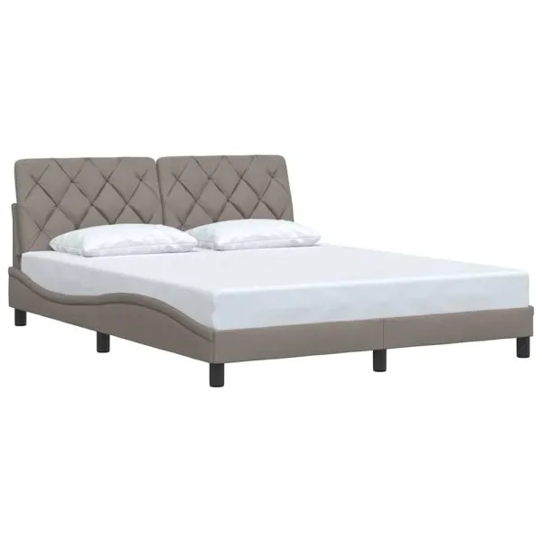 Cadru de pat fără saltea, gri taupe, 160×200 cm, textil