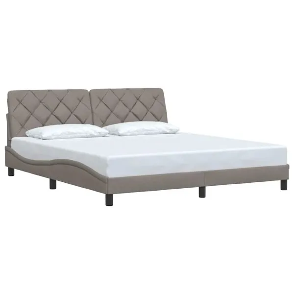 Cadru de pat fără saltea, gri taupe, 180×200 cm, textil
