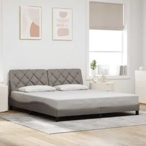 Cadru de pat fără saltea, gri taupe, 180×200 cm, textil