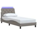 Cadru de pat cu LED fără saltea Taupe 80×200 cm Material
