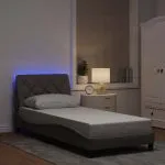 Cadru de pat cu LED fără saltea Taupe 80×200 cm Material
