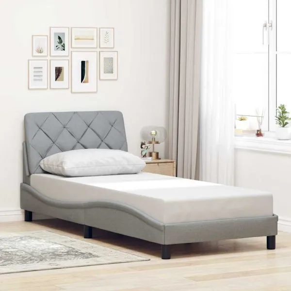 Cadru de pat cu LED fără saltea Gri deschis 100×200 cm Material