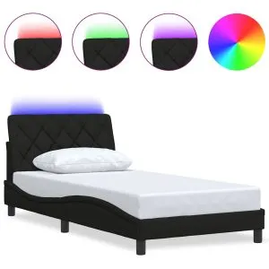 Cadru de pat cu LED fără saltea Negru 100×200 cm Material