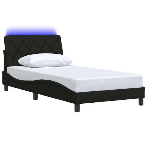 Cadru de pat cu LED fără saltea Negru 100×200 cm Material