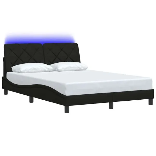 Cadru de pat cu LED fără saltea Negru 120×200 cm Stofa