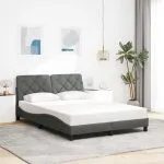 Cadru de pat cu LED fără saltea Gri închis 140×190 cm Material