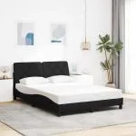 Cadru de pat cu LED fără saltea Negru 140×200 cm Material