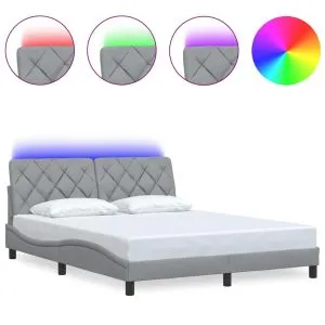 Cadru de pat cu LED fără saltea Gri deschis 160×200 cm Material