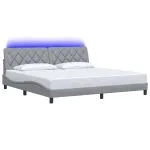 Cadru de pat cu LED fără saltea Gri deschis 200×200 cm Material