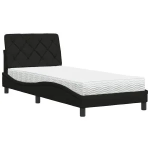 Pat cu saltea, negru, 80×200 cm, textil