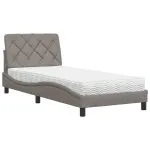 Pat cu saltea, gri taupe, 80×200 cm, textil