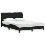 Pat cu saltea, negru, 140×200 cm, textil