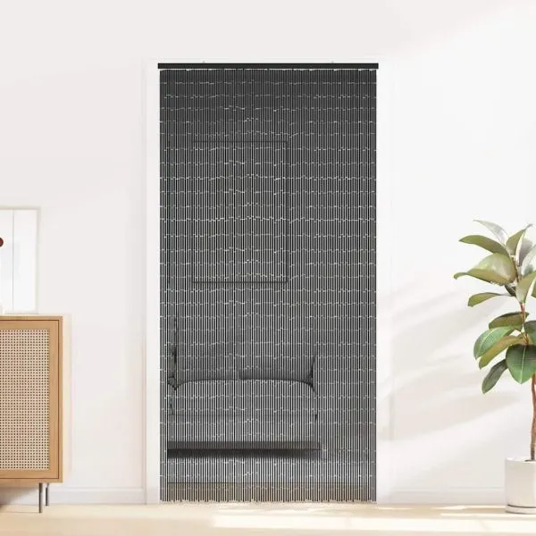 Perdele ușă cu insecte gri închis 90×220 cm bambus