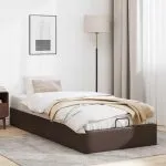 Cadru de pat otoman fără saltea maro 90x200cm piele artificială