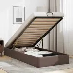Cadru de pat otoman fără saltea maro 90x200cm piele artificială