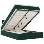 Pat otoman cu saltea și LED-uri, verde închis 120x190cm catifea