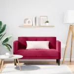 Canapea loveseat, vin roșu, 111 cm, catifea