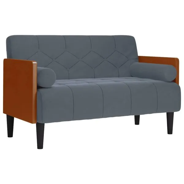 Canapea loveseat cu perne de sustinere gri închis 110cm catifea