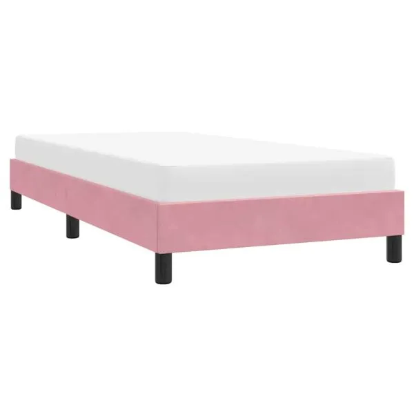 Cadru de pat fără saltea roz 80×210 cm catifea