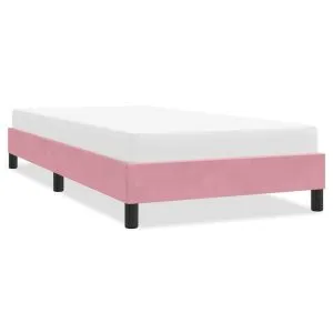 Cadru de pat fără saltea roz 80×210 cm catifea