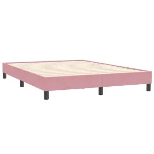 Cadru de pat fără saltea roz 140×210 cm catifea