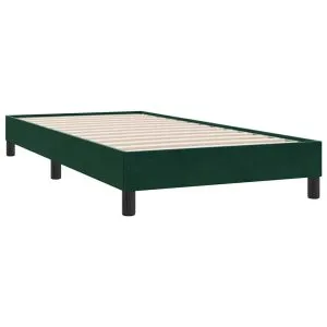 Cadru de pat fără saltea verde închis 90×220 cm catifea