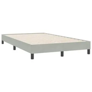 Cadru de pat fără saltea, gri deschis, 120×220 cm, catifea