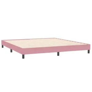Cadru de pat fără saltea roz 200×220 cm catifea