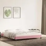 Cadru de pat fără saltea roz 200×220 cm catifea