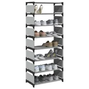 Suport pantofi cu 8 niveluri, gri 54x28x124 cm, nețesut