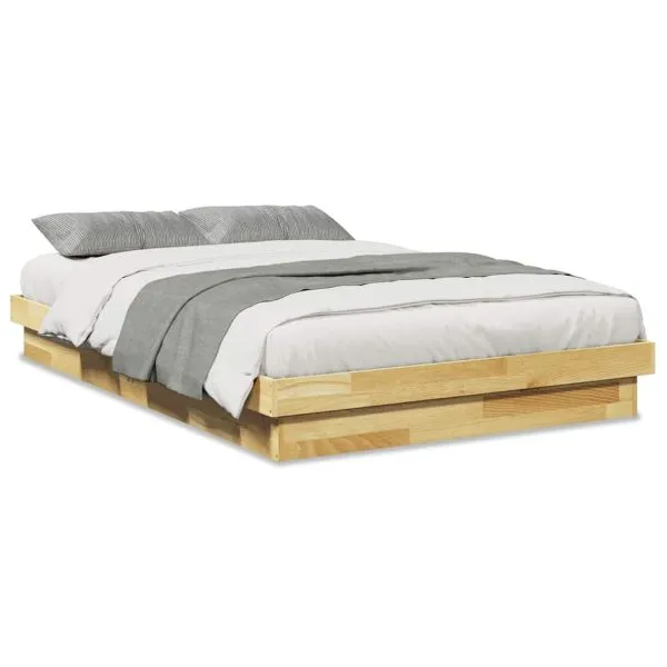 Cadru de pat fără saltea 120×190 cm din lemn masiv de stejar