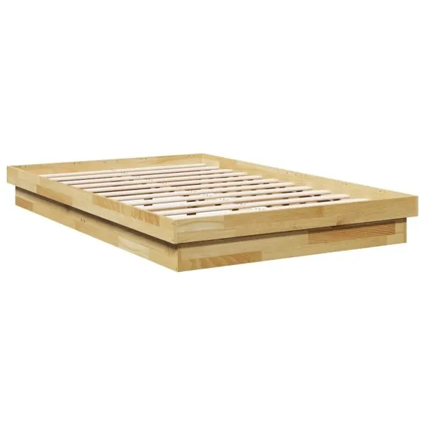 Cadru de pat fără saltea 120×190 cm din lemn masiv de stejar