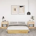 Cadru de pat fără saltea 120×190 cm din lemn masiv de stejar
