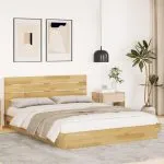 Cadru de pat cu tăblie fără saltea 160×200 cm lemn masiv stejar