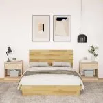 Cadru de pat cu tăblie fără saltea 120×200 cm lemn masiv stejar