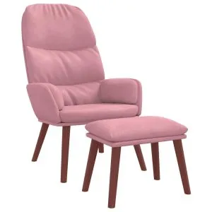 Scaun de relaxare cu taburet, roz, catifea