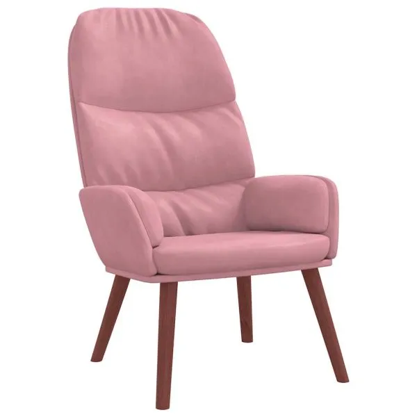 Scaun de relaxare cu taburet, roz, catifea
