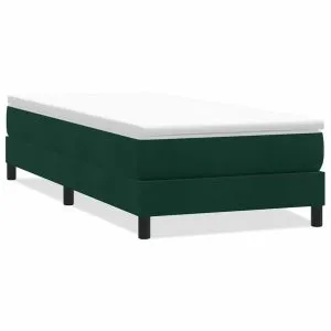 Pat cu arcuri fără saltea verde închis 80×210 cm catifea