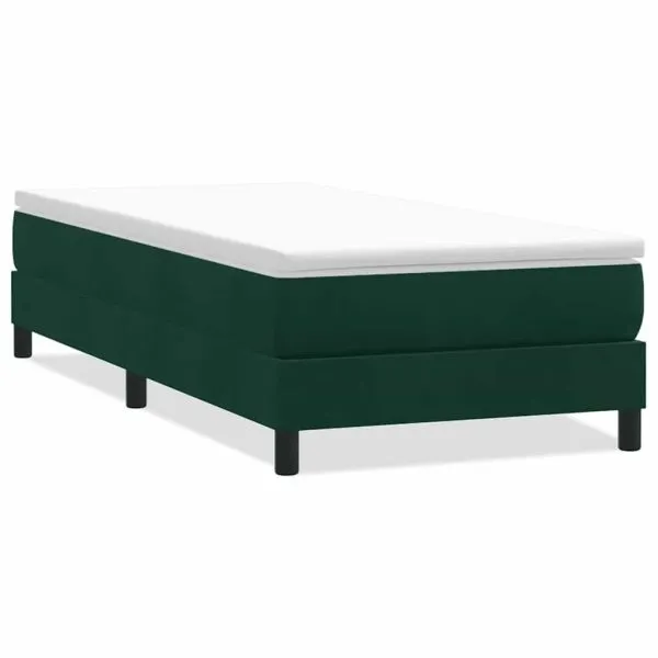 Pat cu arcuri fără saltea verde închis 80×210 cm catifea